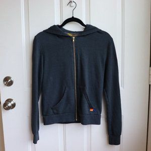 Aviator Nation Navy Blue Zip Up with Silver Lightning Bolt